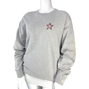 Bella Freud Sweatshirt Womens L Gray Star Embroidered Sleeve Cotton Crewneck